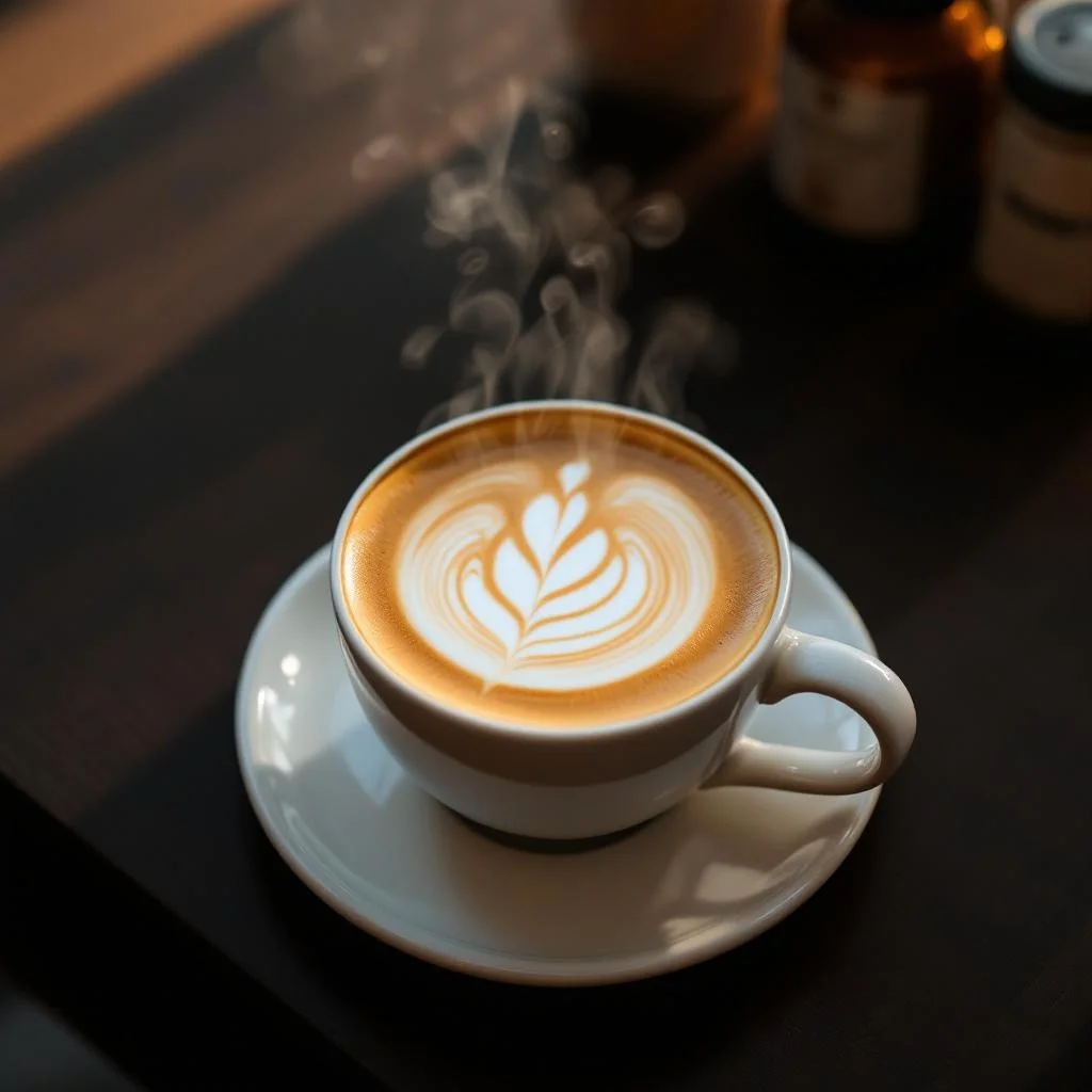 Close-up of a perfectly poured latte